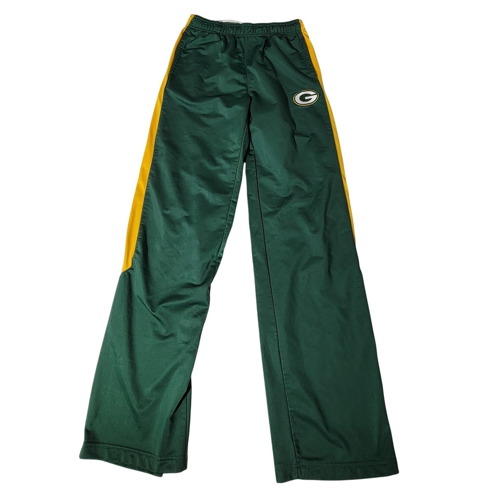 NFL Team Apparel Green Bay Packers Youth XL Green Yellow Striped Track Pants